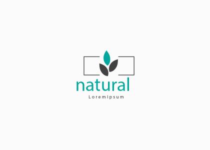 طرح لوگو آماده محصولات طبیعی با طرح برگ آبی و مشکی