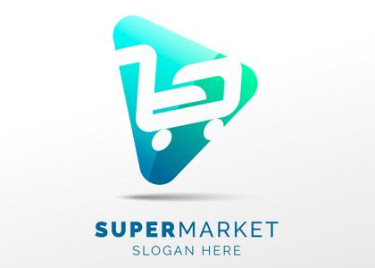 لوگو مینیمال سوپر مارکت با تصویر سبد